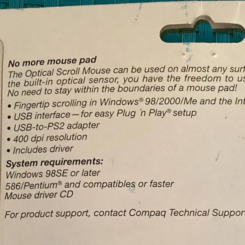 Vintage NOS Optical Scroll Mouse USB PS2 Compatible by Compaq - Picture 4 of 7